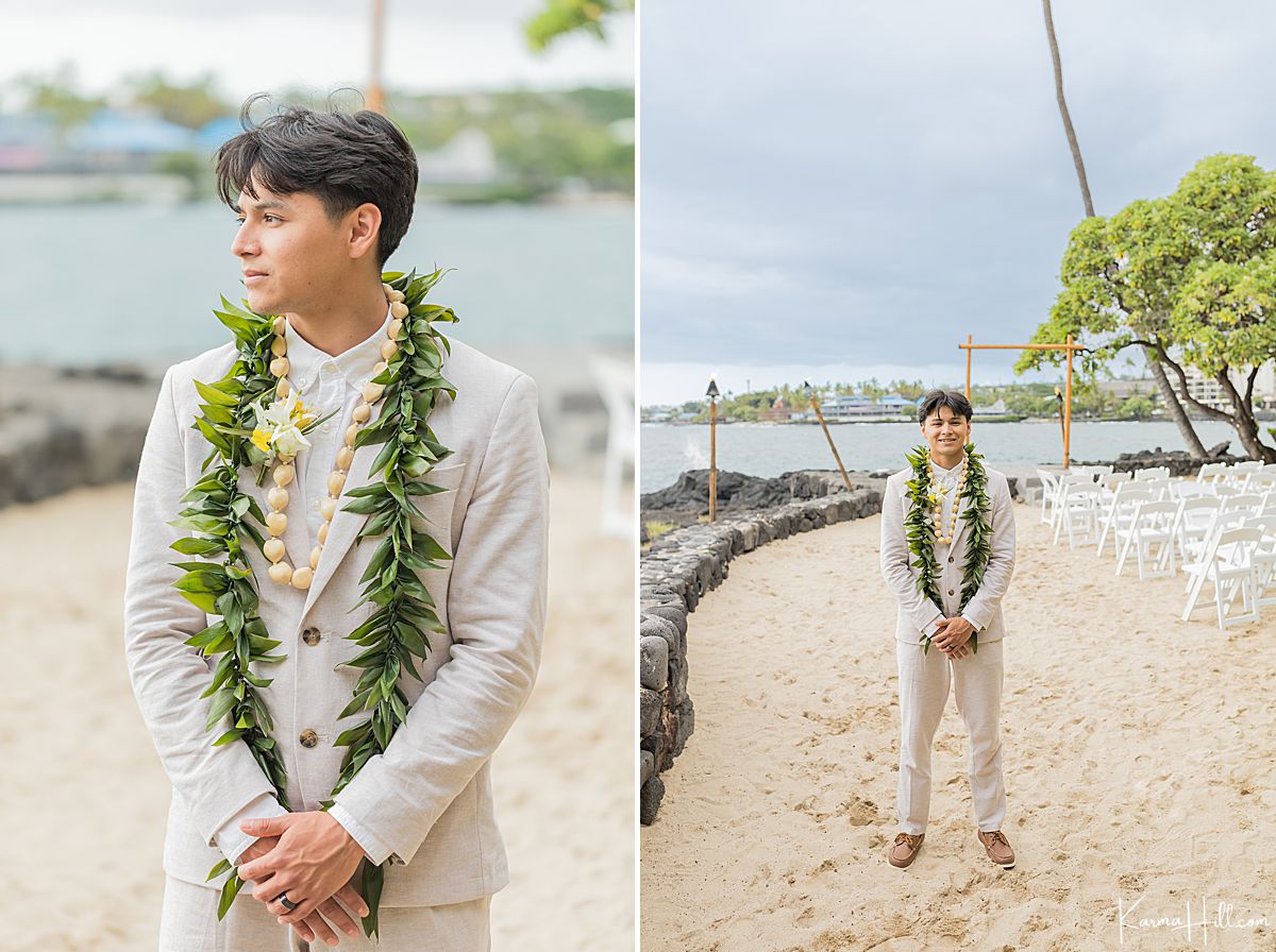 groom on beach