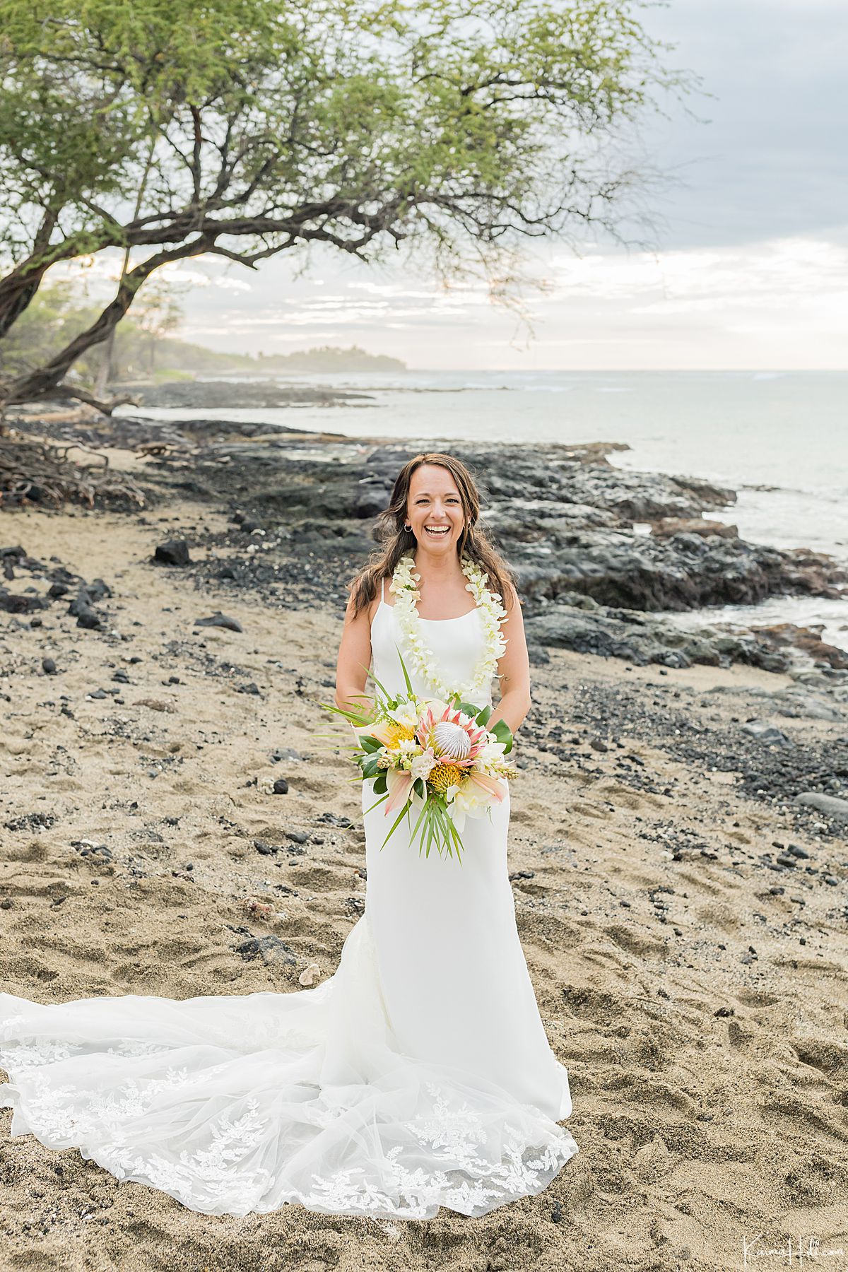 bride on beach 